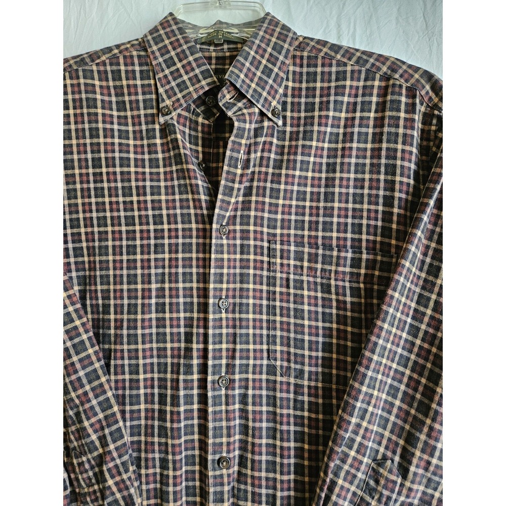 Orvis Button Down Shirt Mens M‎ Brown Plaid Signature Collection Cotton Long Sl